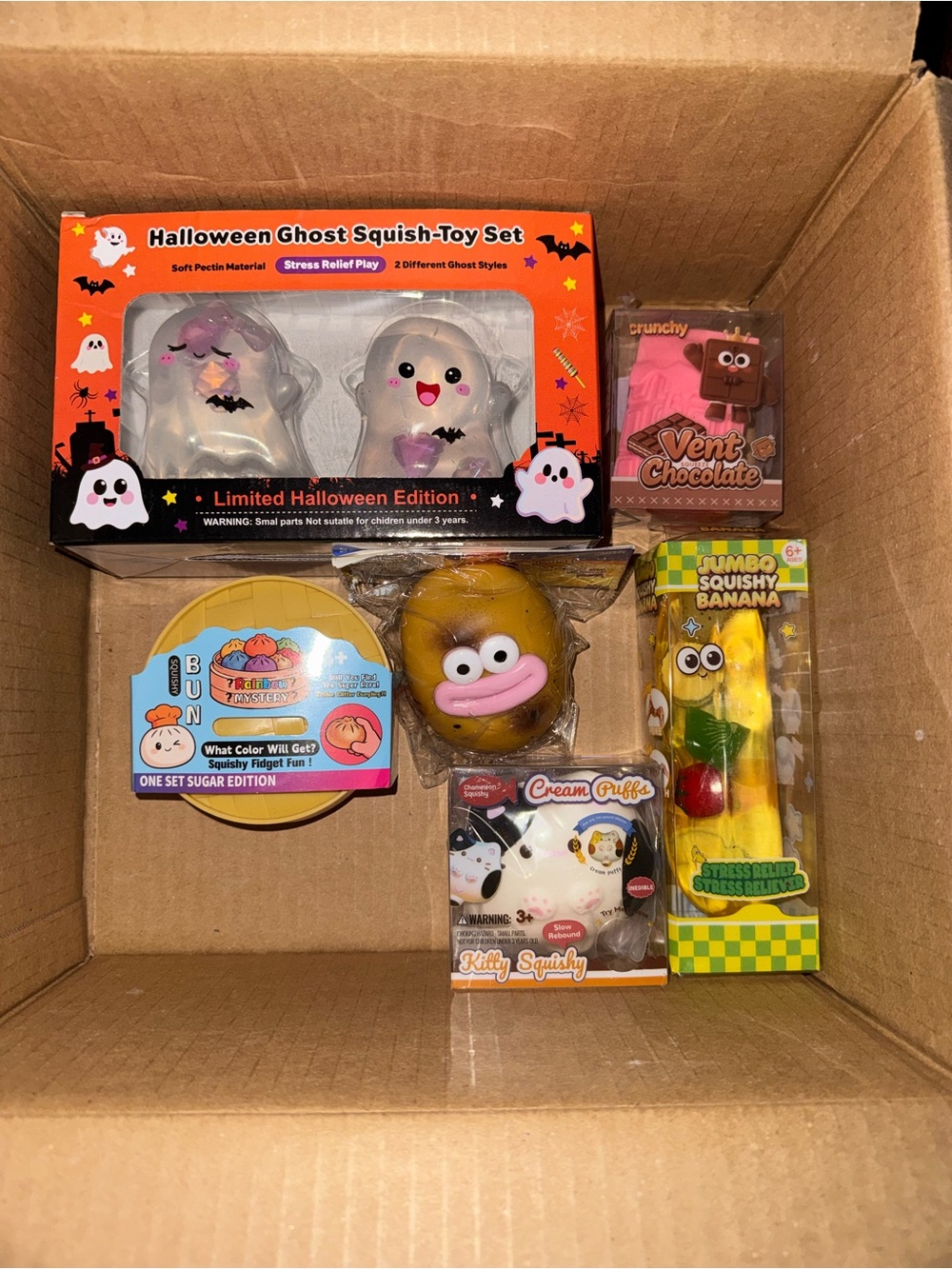 Halloween Ghost Squish-Toy Set - White Ghosts